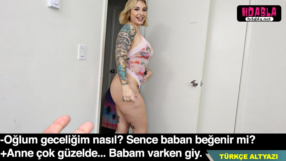 Annem babam için aldığı geceliği bana gösterdi sikim kalktı